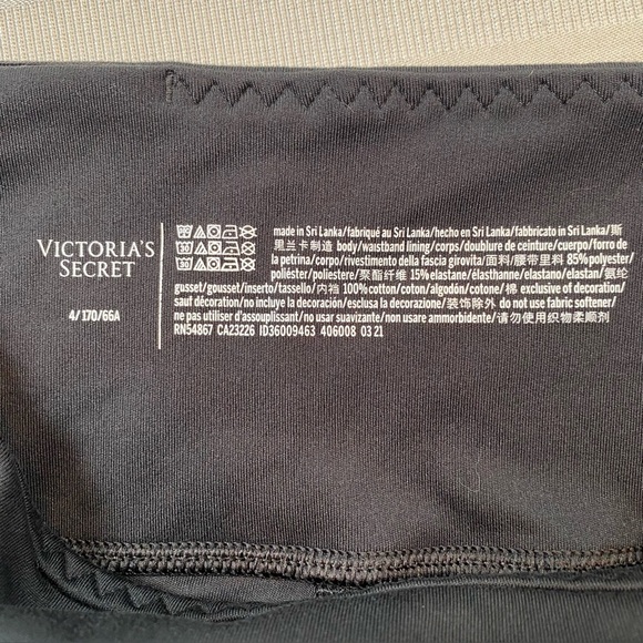 Victoria’s Secret Sz 4 Leggings 3 pockets High Rise Black Yoga Gold V Logo EUC - Picture 3 of 10